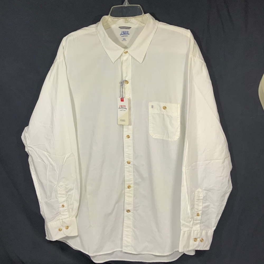 NWT - Izod White Long Sleeve Button Down Shirt - XXL